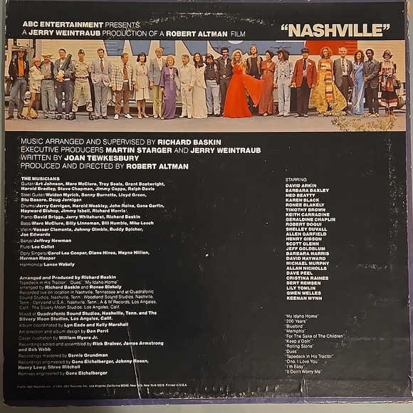 Vintage Nashville Film Soundtrack Vinyl ABC Records 1975 ABCD 893 - Picture 2 of 11